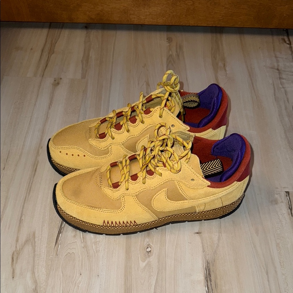Nike Yellow and Red Sneakers with Retro Aesthetic